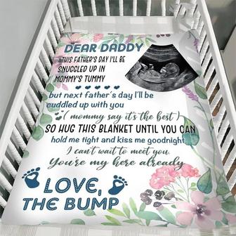 Dear Daddy You’re My Hero Ultrasound Fleece Blanket, Father’s Day Gift For Dad To Be, Gift From The Bump, Expecting Dad Gift, New Dad Gift - Thegiftio UK