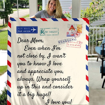 Dear Mom Blanket, Mom Airmail Letter Throw Blanket Fleece s for Bed Couch Sofa, Mother's Day Blanket From Daughter, Son - Thegiftio UK