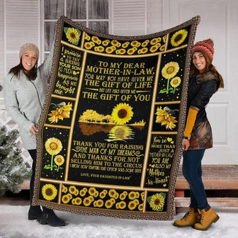 To My Dear Mother In Law Blanket, Sunflower, Mother In Heart, Gift For Mother Family Home Decor Bedding Couch Sofa Soft - Thegiftio UK