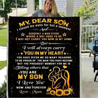 To My Dear Son I Will Always Carry You In My Heart Fleece Blanket Gift For Son From Mom Home Decor Bedding Couch - Thegiftio UK