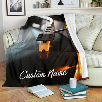 DJ Vinyl Custom Name Blanket, DJ Music Throw Blanket, DJ Music Fleece Blanket, Vinyl Music Adult Blanket - Thegiftio UK