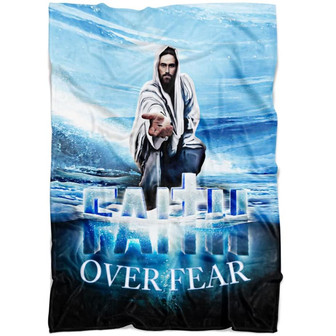 Faith over fear blanket, Jesus hands reaching out Christian blanket - Thegiftio