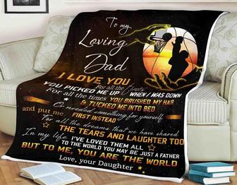 To My Father Basketball To My Loving Dad Fleece Blanket Gift For Family,Birthday,Parents,Dad Gift Home Decor and Comfy - Thegiftio UK