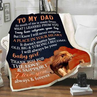 To My Father I Will Never Outgrow A Place In Your Heart Fleece Blanket Gift For Family,Birthday,Parents,Dad Gift - Thegiftio UK