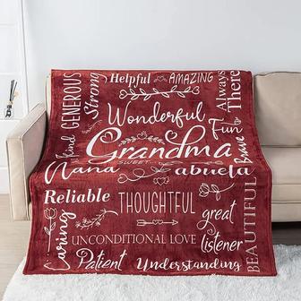 Flannel Blanket for Grandma - Red Throw Blankets - Birthday Gifts for Grandma | Grandmother Gift Christmas - Thegiftio UK