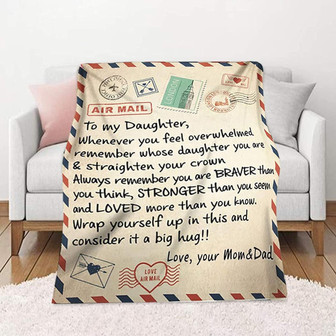 Fleece Blanket To My Daughter Letter Printed Dad Mom for Daughter's Air Mail Blanket - Thegiftio UK
