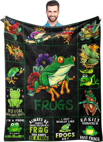 Frog Blanket Frog Throw Blanket Gifts for Adults Women Frog Lovers Lightweight Cozy Throw for Bed Sofa - Thegiftio UK