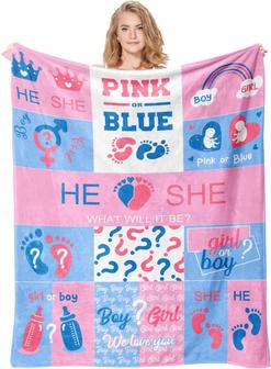 Gender Reveal Gifts Blanket for Parents, Pink or Blue, Boy or Girl, Pregnancy Gifts for First Time Moms, Expecting Mom to Be Throw Blankets - Thegiftio UK