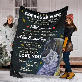 To My Geogorous Wife Blanket, My Everything I Love You With All My Heart, Love Your Husband, Gift For Wife Family - Thegiftio UK