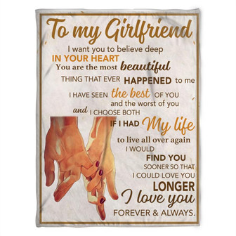 To My Girlfriend Blanket. You Are The Most Beautiful. Gift For Girlfriend From Boyfriend Home Decor Bedding Couch - Thegiftio UK