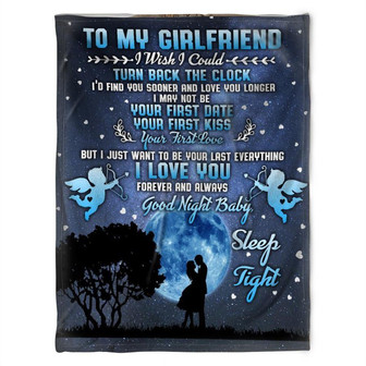 To My Girlfriend Blanket. Your First Date, Kiss And Love. Gift For Girlfriend From Boyfriend Home Decor Bedding Couch - Thegiftio UK