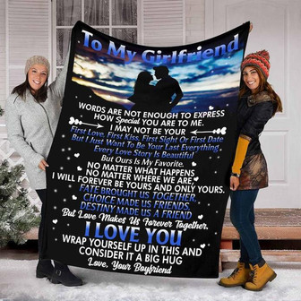 To My Girlfriend First Love First Kiss First Sight Fleece Blanket Gift For Family,Birthday,Girlfriend,Couple,Gift - Thegiftio UK