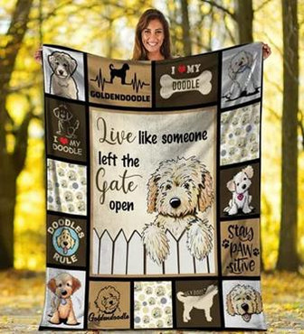 Goldendoodle Blanket Soft and Warm Live Like Someone Left The Gate Open Blanket Gifts for Doodle Mom, Mothers Day, Birthday Christmas - Thegiftio