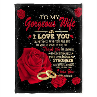 To My Gorgeous Wife Blanket,Fleece Blanket, Your Love Makes Me Stronger,Gift For Wife Family Home Decor Bedding Couch - Thegiftio UK