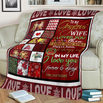 To My Gorgeous Wife I Love You Forever And Always Merry Christmas Fleece Blanket Gift From Husband Home Decor - Thegiftio UK
