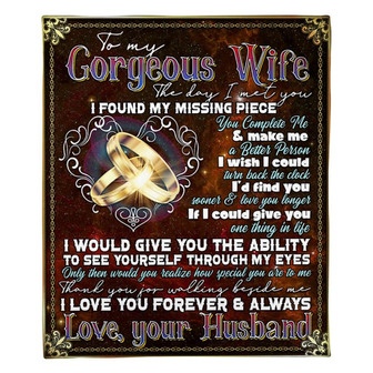 To My Gorgeous Wife I Love You Forever And Always Ring Heart Fleece Blanket Family Gift Home Decor Bedding Couch - Thegiftio UK