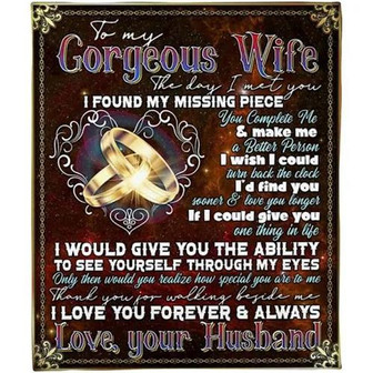 To My Gorgeous Wife I Love You Forever And Always Ring Heart Fleece Blanket Gift For Wife Home Decor Bedding Couch - Thegiftio UK
