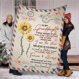 To My Granddaughter Blanket, A Letter To Granddaughter Love From Grandma, Sunflower Blanket, Gift For - Thegiftio UK
