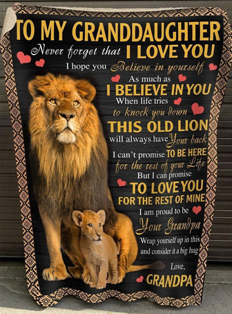 To My Granddaughter Blanket Gift From Grandpa - Birthday Christmas Anniversary Wedding Graduation Gift For Her- Lion Blanket - Thegiftio UK