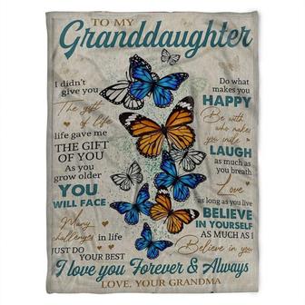 To My Granddaughter Blanket, Fleece Blankets, Be With Who Makes You Smile, Gift For Granddaughter Family Home Decor - Thegiftio UK