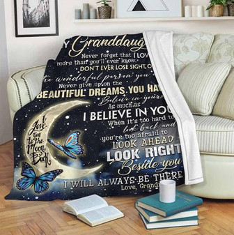 To My Granddaughter Blanket, I Love You To the Moon And Back, Gift For Granddaughter Family Home Decor Bedding Couch - Thegiftio UK