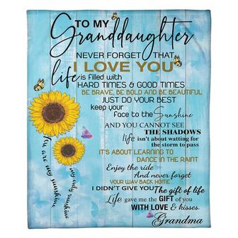 To My Granddaughter Be Brave Be Bold Fleece Blanket Family Gift Home Decor Bedding Couch Sofa Soft And Comfy Cozy - Thegiftio UK