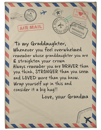To My Granddaughter Braver Stronger Loved Fleece Blanket Family Gift Gift For Granddaughter - Thegiftio UK