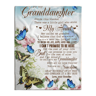 To My Granddaughter Butterflies Grandma Fleece Blanket Family Gift Home Decor Bedding Couch Sofa Soft And Comfy Cozy - Thegiftio UK