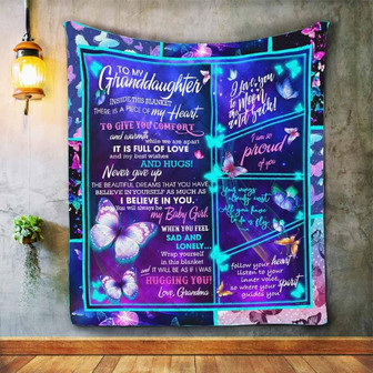 To My Granddaughter Butterfly Hugging You Blanket Gift From Grandma Birthday Gift Home Decor Bedding Couch Sofa Soft - Thegiftio UK