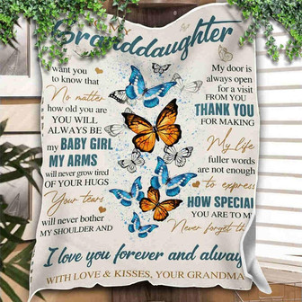 To My Granddaughter Color Butterfly Thank You Blanket Gift From Grandma Birthday Gift Home Decor Bedding Couch Sofa Soft - Thegiftio UK