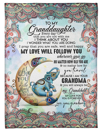 To My Granddaughter Every Day That You Are Not With Me Elephant - Mandala Blanket Gift For Granddaughter Birthday Gift - Thegiftio UK