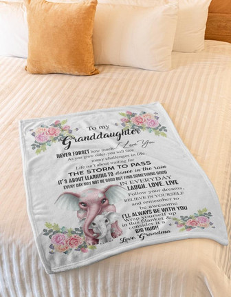 To My Granddaughter Never Forget That I Love You Elephant Rose Blanket Gift For Granddaughter From Grandma Birthday Gift - Thegiftio UK
