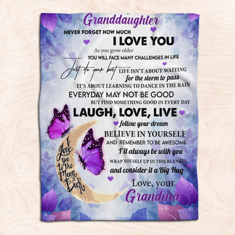 To My Granddaughter Never Forget How Much I Love You To The Moon And Back Blanket Gift For Granddaughter Birthday Gift - Thegiftio UK