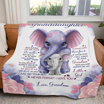 To My Granddaughter Never Forget I Love You Purple Elephant Blanket Gift For Granddaughter From Grandma Birthday Gift - Thegiftio UK