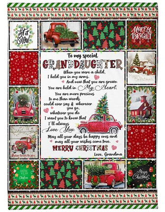 To My Granddaughter You Are Held In My Heart Fleece Blanket Gift For Family,Birthday,Christmas,Granddaughter Gift - Thegiftio