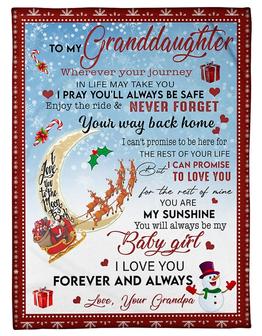 To My Granddaughter Your Way Back Home Christmas Blanket Gift for Granddaughter From Papa Birthday Gift Home Decor - Thegiftio UK