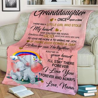 To My Granddaughter I'll Stay There Forever I Love You Forever And Always - Elephants Fleece Blanket Birthday Gift - Thegiftio UK