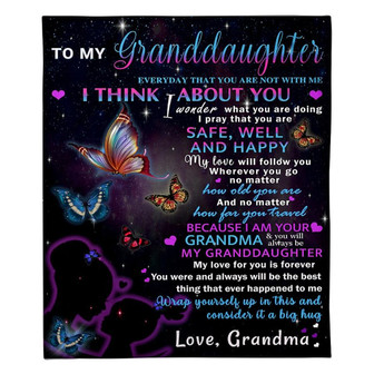 To My Granddaughter I'm Your Grandma Fleece Blanket Family Gift Home Decor Bedding Couch Sofa Soft And Comfy Cozy - Thegiftio UK