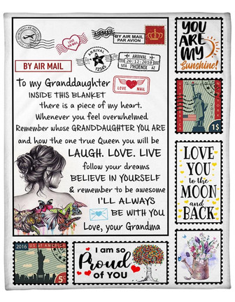 To My Granddaughter Inside This Blanket Air Mail, Gift For Granddaughter From Grandma Birthday Gift Home Decor - Thegiftio UK