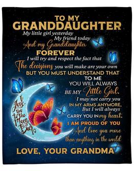 To My Granddaughter My Little Girl Yesterday Butterfly Fleece Blanket Gift For Granddaughter Birthday Gift Home Decor - Thegiftio UK