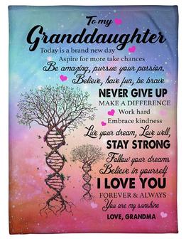 To My Granddaughter Live Your Dream DNA Tree Galaxy Fleece Blanket Gift From Grandma Birthday Gift Home Decor - Thegiftio UK