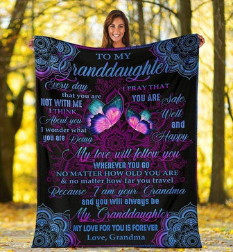 To My Granddaughter My Love Will Follow You Fleece Blanket, Christmas Gift, New Year Gift, Love From Grandma - Thegiftio UK
