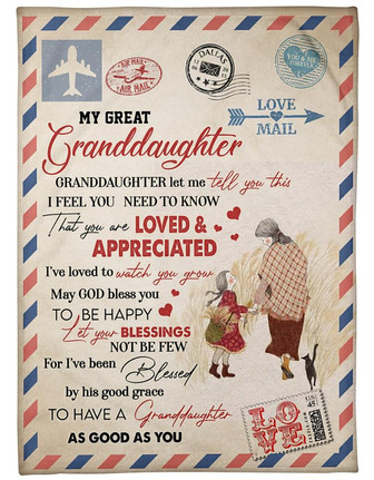 To My Granddaughter You Are Loved And Appreciated Fleece Blanket Family Gift Gift For Granddaughter - Thegiftio UK