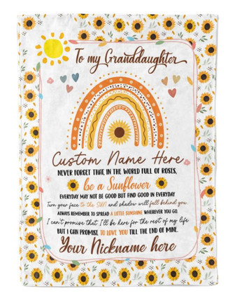 To My Granddaughter Personalized Rainbow Name - Be A Sunflower Blanket Gift For Granddaughter/Baby Girl/toddler/teen - Thegiftio