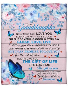 To My Granddaughter But I Can Promise To Love You Floral Butterflies Blanket Gift From Grandma Home Decor Bedding Couch - Thegiftio UK