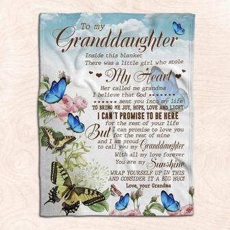 To My Granddaughter There Was A Little Girl Who Stole My Heart Butterfly Blanket Gift From Grandma Birthday Gift - Thegiftio UK