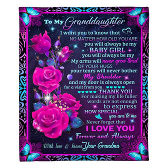 To My Granddaughter Rose Grandma Fleece Blanket Family Gift Home Decor Bedding Couch Sofa Soft And Comfy Cozy - Thegiftio UK