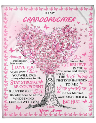 To My Granddaughter Stay Strong And Just Do Your Best Fleece Blanket Gift For Family, Birthday, Granddaughter Gift - Thegiftio UK