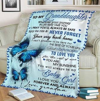 To My Granddaughter,Butterfly Blanket, You Way Back Home, I Can't Promise To Be Here For, Gift For Granddaughter Family - Thegiftio UK