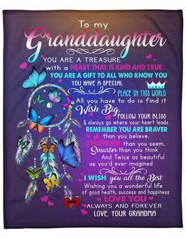To My Granddaughter You Are A Treasure Dream Catcher Blanket Gift From Grandma Home Decor Bedding Couch Sofa Soft - Thegiftio UK